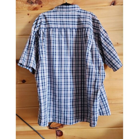 Mens 3XL Wrangler Short Sleeve Button Down Shirt Blue plaid Big and Tall - Picture 5 of 14